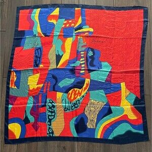 Mosi Picasso Signed Cubism Art 35 Square Scarf